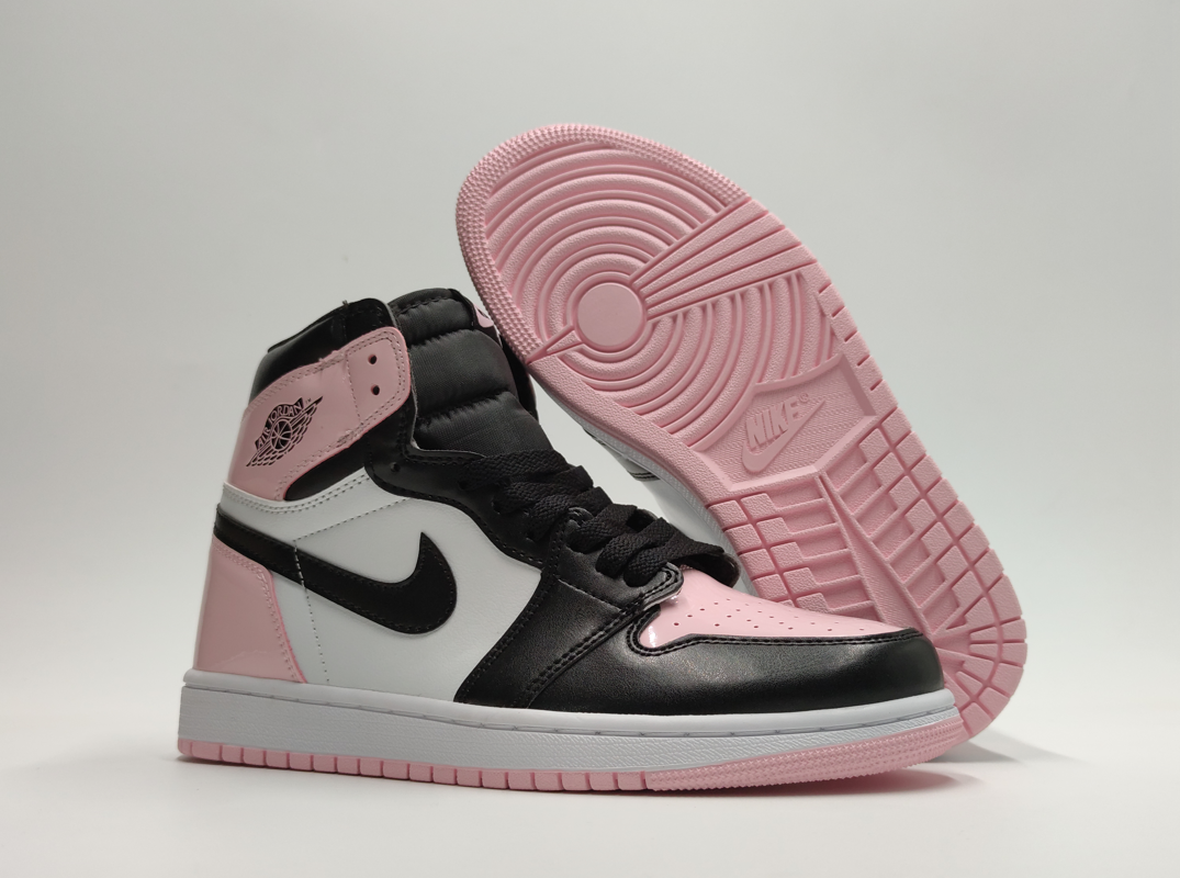 Men's Running Weapon Air Jordan 1 Pink/Black/White Shoes 0233